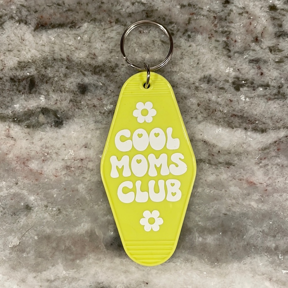 Cool Moms Club Keychain Bright Yellow/Green color